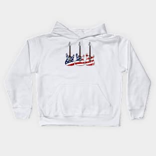 Electric Guitar USA Flag Patriotic Guitarist 4th July Kids Hoodie